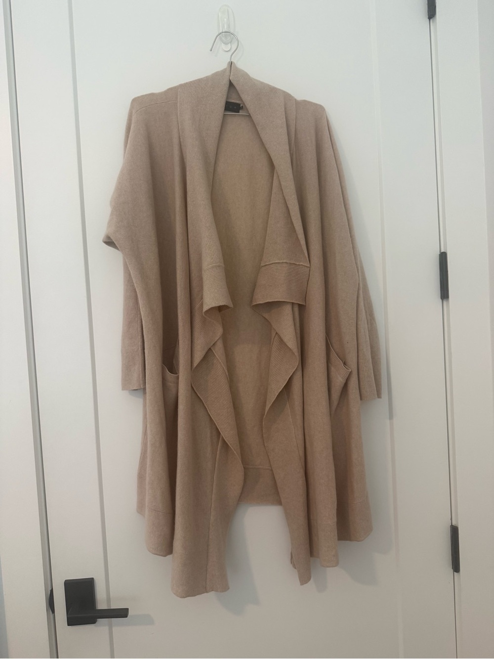 Hatch Beige Draped Open-Front Cardigan